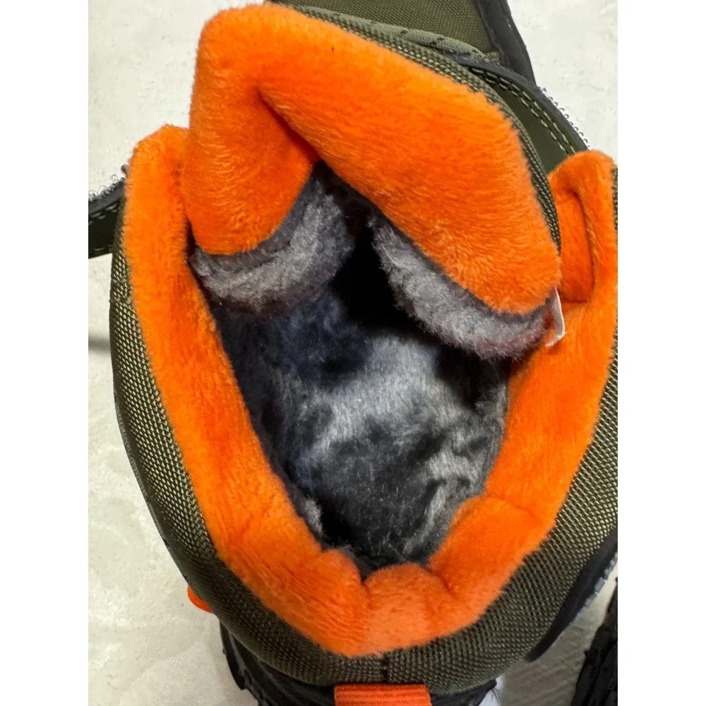 Grnkids Kids Winter Boots‎ US 4 EU 36 Olive Black Orange Fur Hiking Shoes
